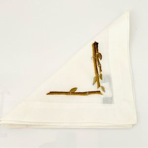 Kim Seybert design luxury 1 x Bamboo embroidered linen table napkin